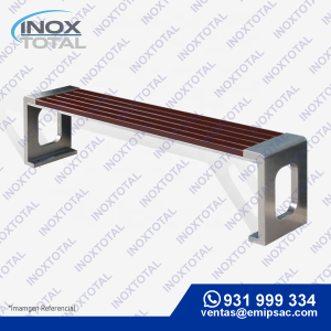 BANCA DE ACERO INOXIDABLE ASTM 304 (AWS D1.1) | CON MADERA MARRON | ACABO PULIDO BRILLOSO | BIT0001