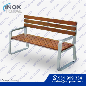 BANCA DE ACERO INOXIDABLE ASTM 304 (AWS D1.1) | CON MADERA MARRON | ACABO PULIDO BRILLOSO | BIT0009