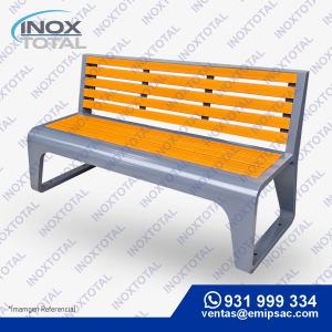 BANCA DE ACERO INOXIDABLE ASTM 304 (AWS D1.1) | CON MADERA CLARO | ACABO PULIDO BRILLOSO | BIT0010