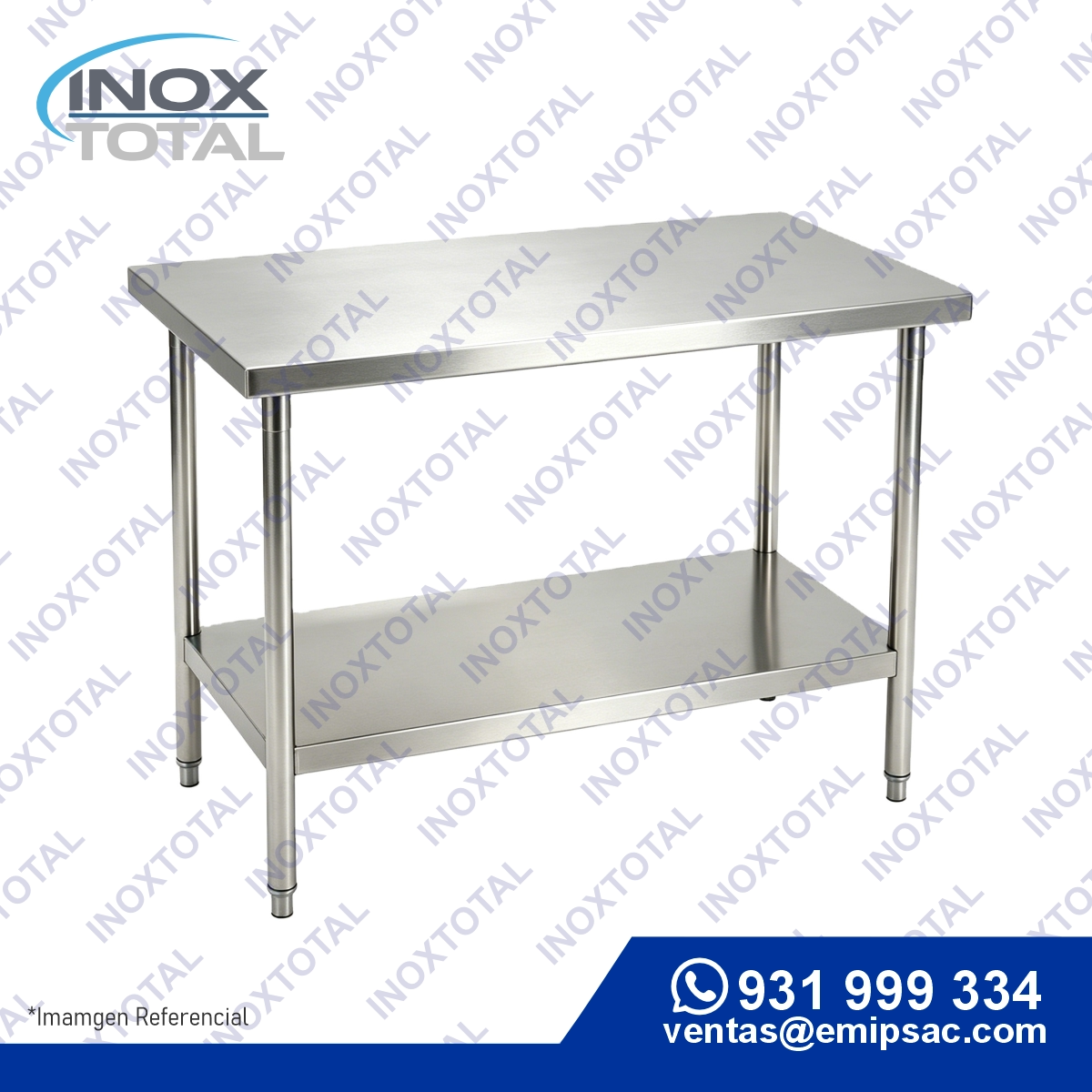 MESA DE ACERO INOXIDABLE ASTM 304 (AWS D1.1) | ACABADO PULIDO BRILLOSO | ME0001: imagen 1