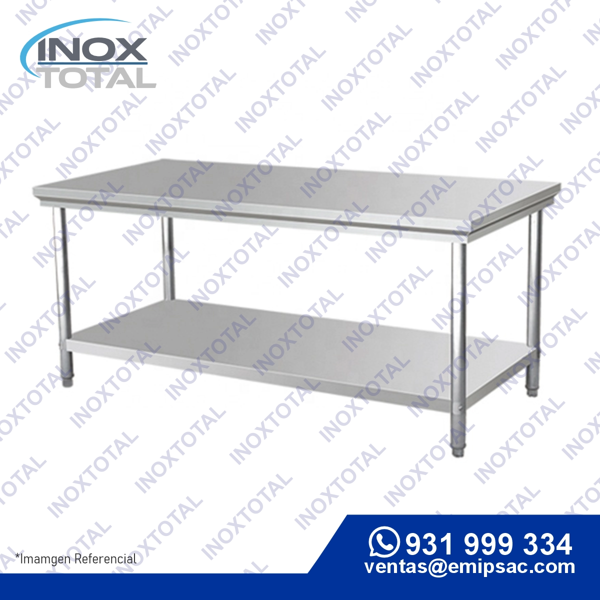 MESA DE ACERO INOXIDABLE ASTM 304 (AWS D1.1) | ACABADO PULIDO BRILLOSO | ME0002: imagen 1