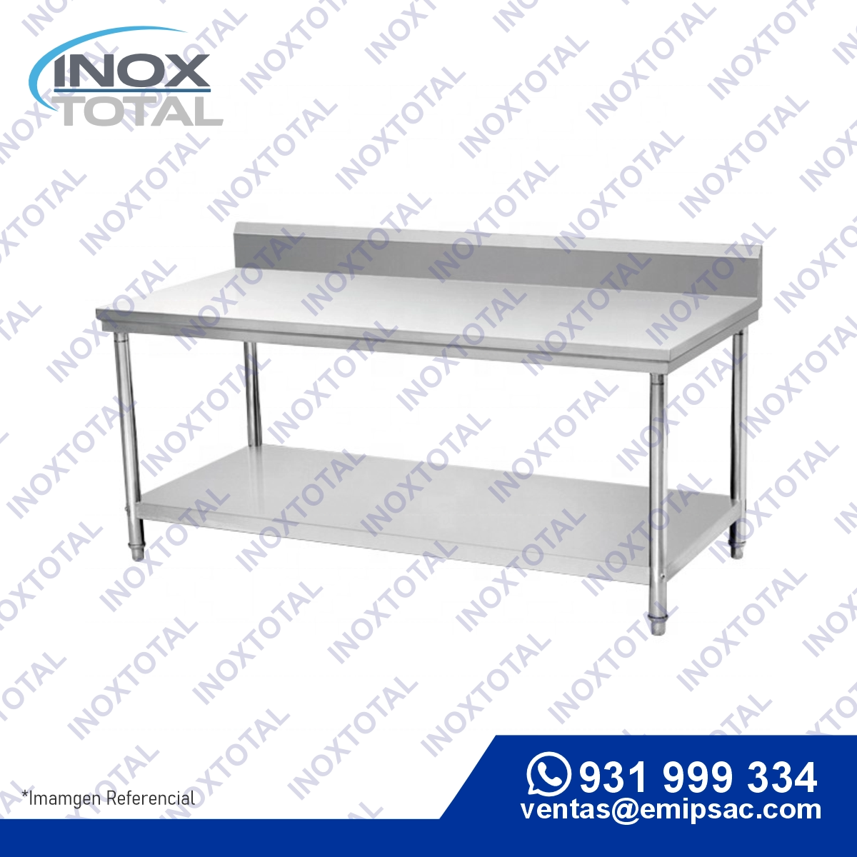 MESA DE ACERO INOXIDABLE ASTM 304 (AWS D1.1) | ACABADO PULIDO BRILLOSO | ME0006: imagen 1