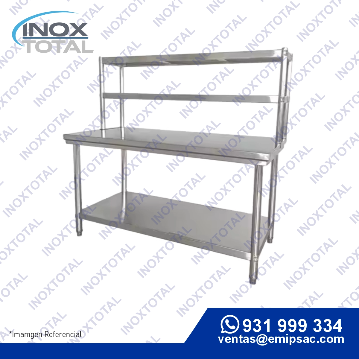 MESA DE ACERO INOXIDABLE ASTM 304 (AWS D1.1) | ACABADO PULIDO BRILLOSO | ME0007: imagen 1