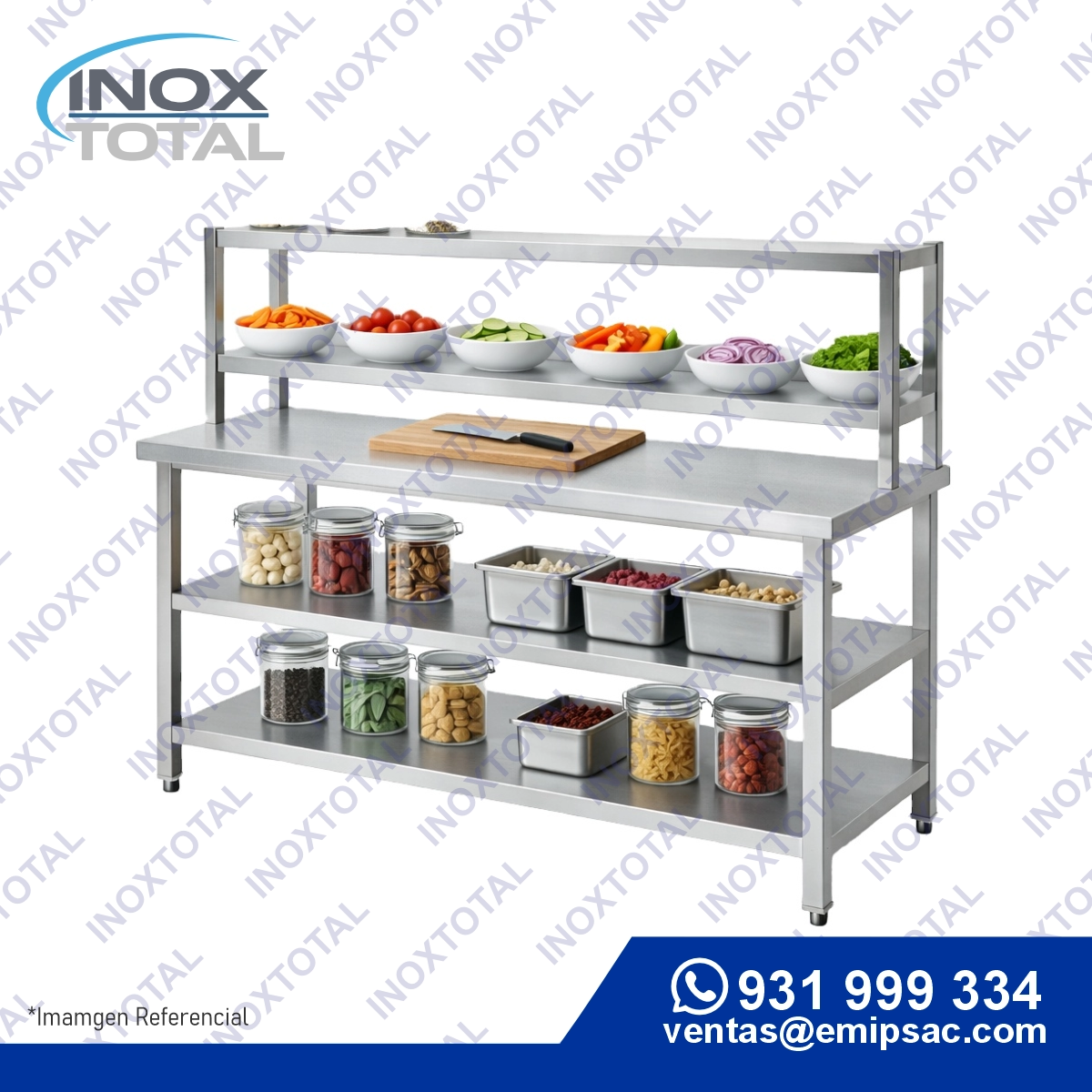 MESA DE ACERO INOXIDABLE ASTM 304 (AWS D1.1) | ACABADO PULIDO BRILLOSO | ME0008: imagen 1