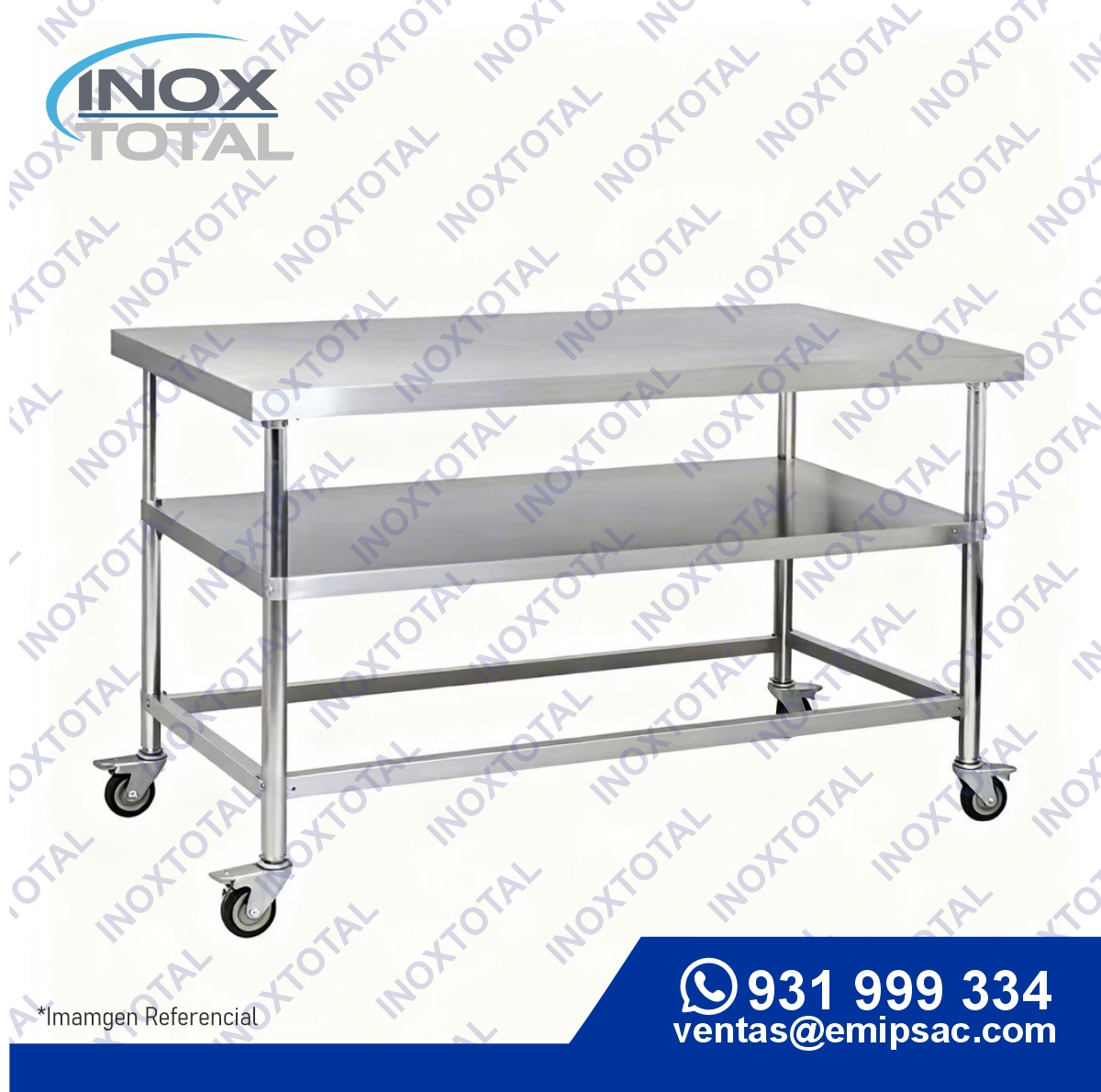 MESA DE ACERO INOXIDABLE ASTM 304 (AWS D1.1) | ACABADO PULIDO BRILLOSO | ME0016: imagen 1