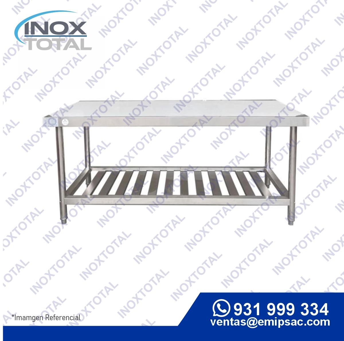 MESA DE ACERO INOXIDABLE ASTM 304 (AWS D1.1) | ACABADO PULIDO BRILLOSO | ME0017: imagen 1