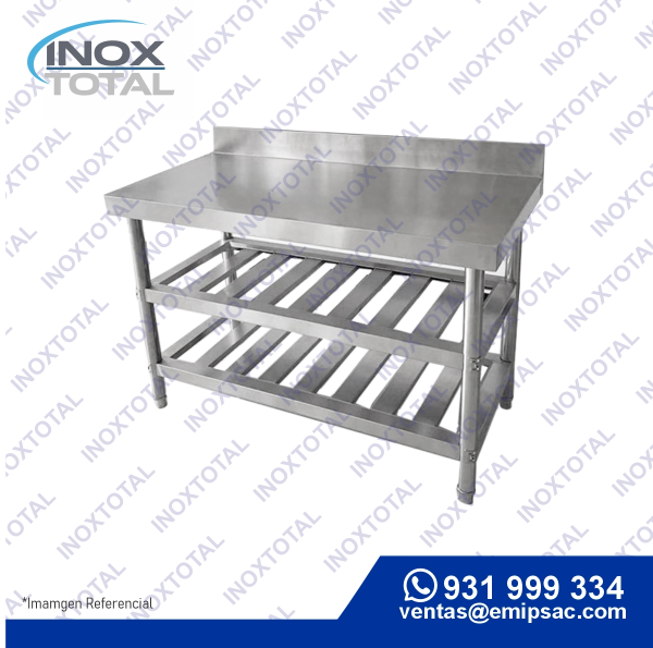 MESA DE ACERO INOXIDABLE ASTM 304 (AWS D1.1) | ACABADO PULIDO BRILLOSO | ME0018