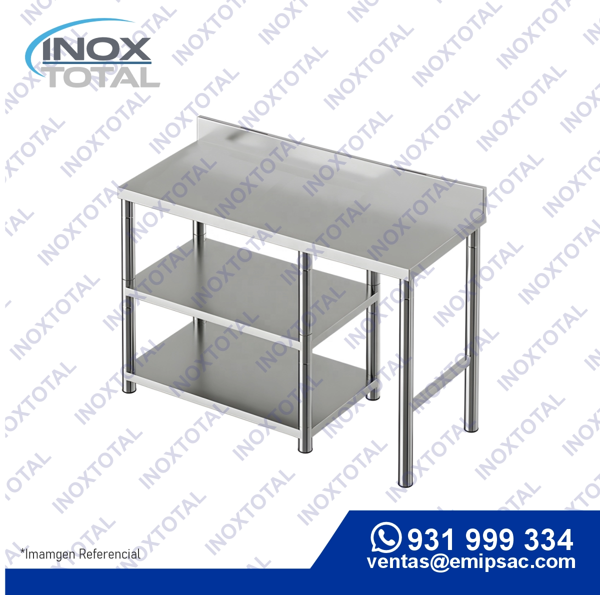 MESA DE ACERO INOXIDABLE ASTM 304 (AWS D1.1) | ACABADO PULIDO BRILLOSO | ME0019: imagen 1
