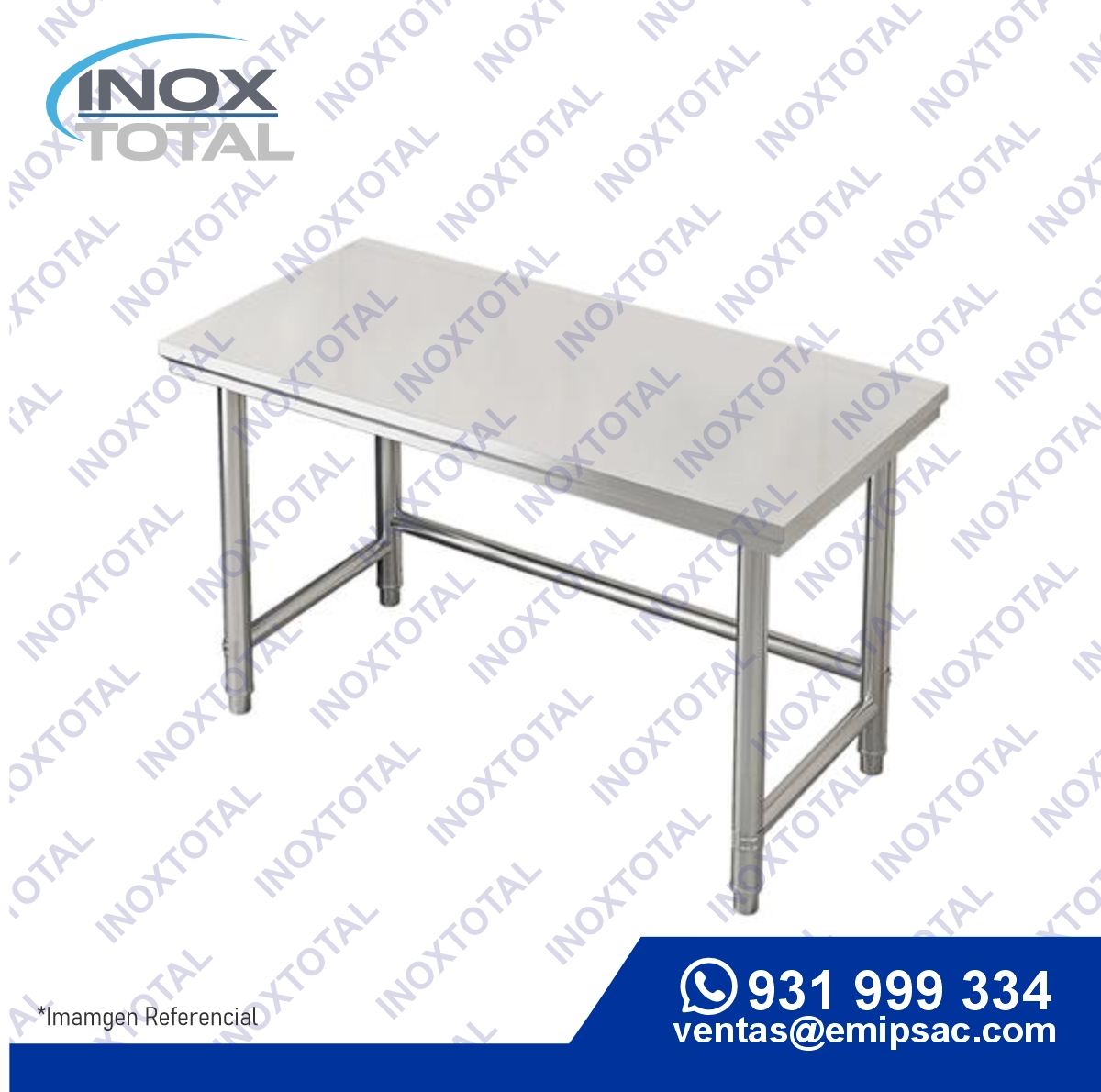 MESA DE ACERO INOXIDABLE ASTM 304 (AWS D1.1) | ACABADO PULIDO BRILLOSO | ME0020: imagen 1